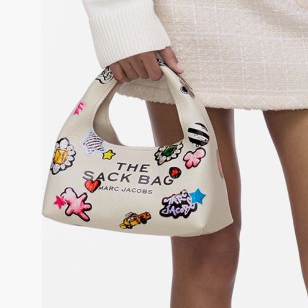 Marc Jacobs The Mini Sack Sticker Leather Top Handle Bag - Picture 3 of 10